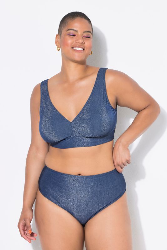 Bas de bikini taille haute avec effet pailleté