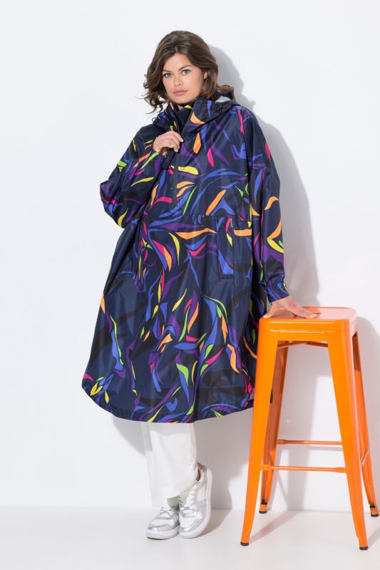 Poncho imperméable unisexe à capuche avec imprimé