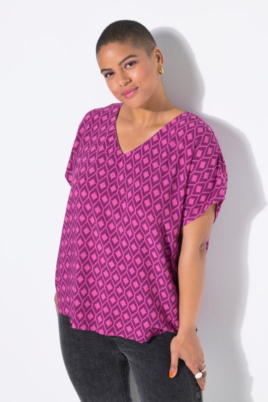 Blouse oversize, motif losanges