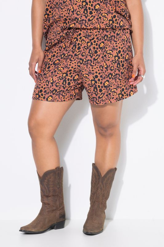 Short en mousseline, imprimé léopard, coupe Wide Legs