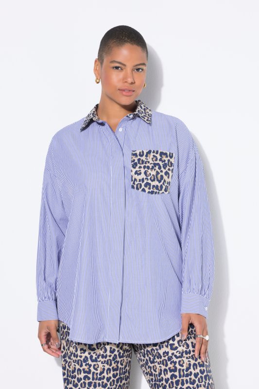 Chemisier oversize, imprimé léopard/rayures