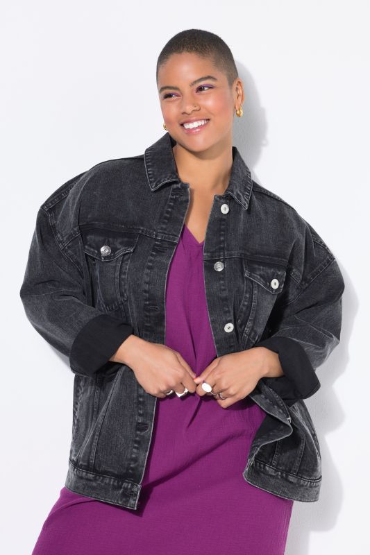 Veste en jean oversize, fines rayures