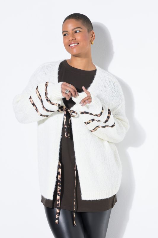 Cardigan oversize, nœuds motif léopard