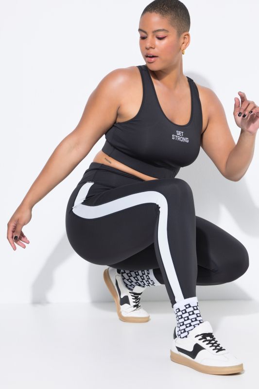 Collant de sport taille élastique, rayures sur les côtés