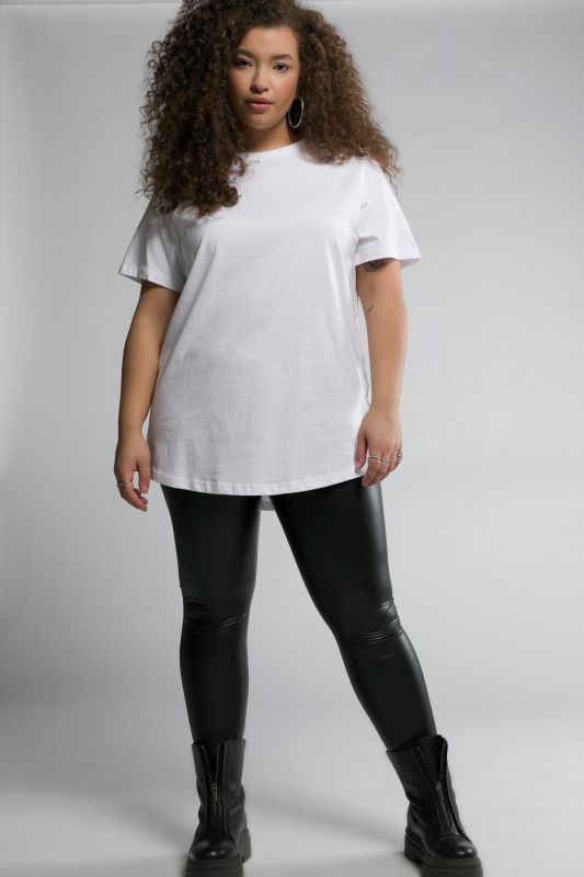 Legging coupe étroite et taille élastique, tissu enduit stretch
