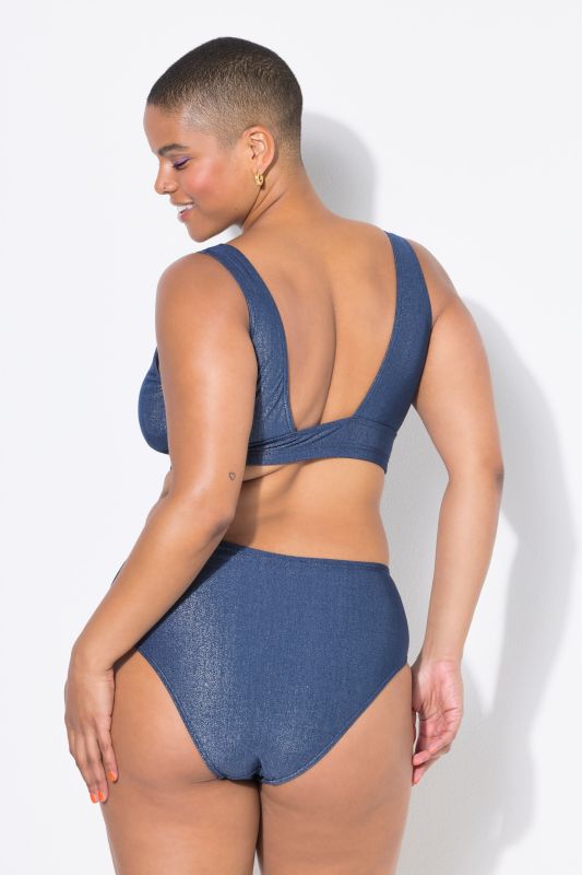 Bas de bikini taille haute avec effet pailleté