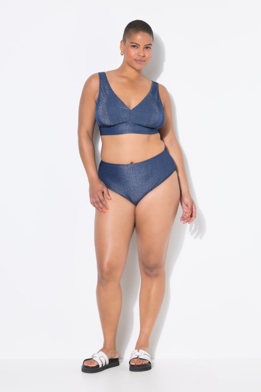 Bas de bikini taille haute avec effet pailleté