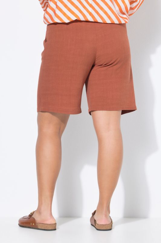 Bermuda en lin mélangé, coupe Wide Legs, taille élastique