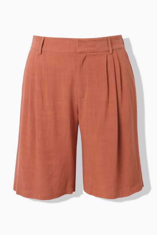 Bermuda en lin mélangé, coupe Wide Legs, taille élastique