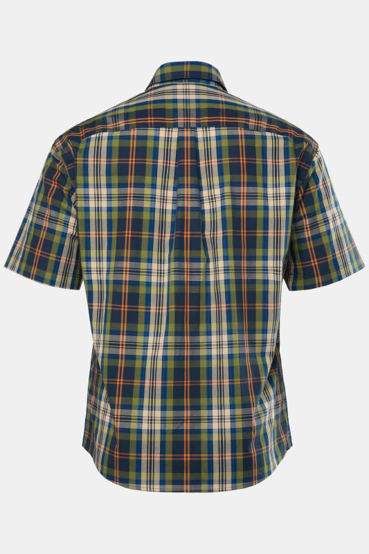 Chemise à carreaux JP 1880, manches courtes et col à pointes boutonnées, coupe Modern Fit - jusqu'au 8 XL