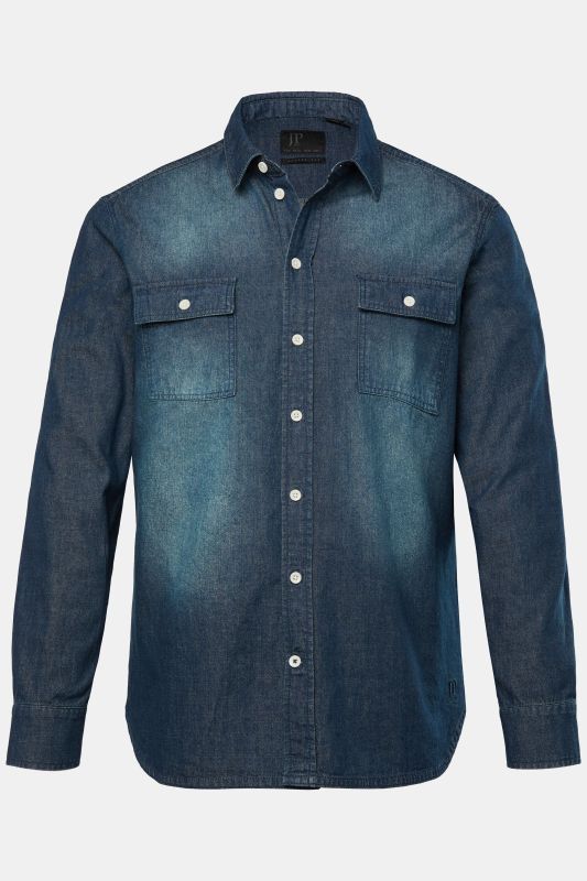Chemise en jean JP 1880, esprit vintage, manches longues et col Kent, coupe Modern Fit - jusqu'au 8&nbsp;XL