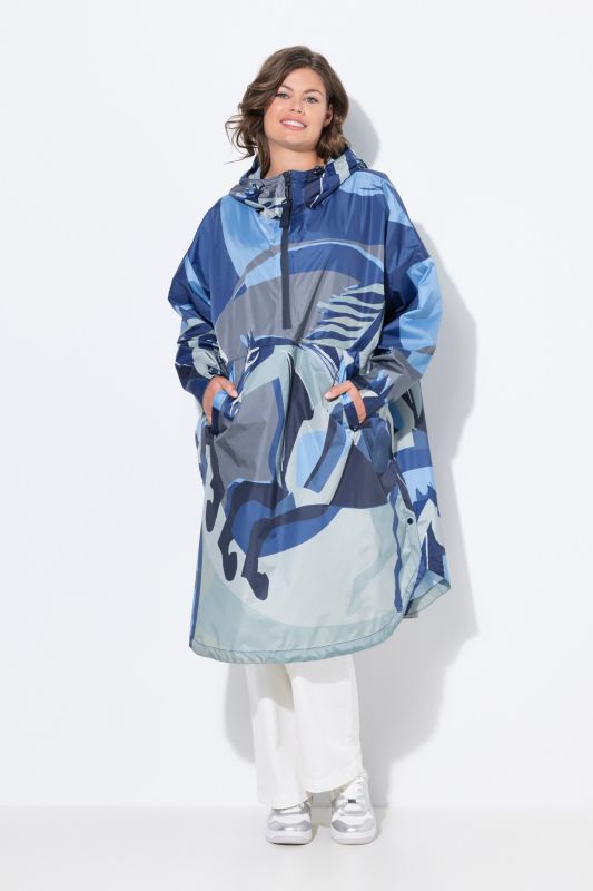 Poncho imperméable unisexe à capuche avec imprimé