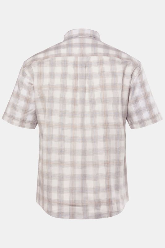 Chemise JP 1880 en flanelle, motif à carreaux, manches courtes et col à pointes boutonnées, coupe Modern Fit – jusqu'au 8&nbsp;XL