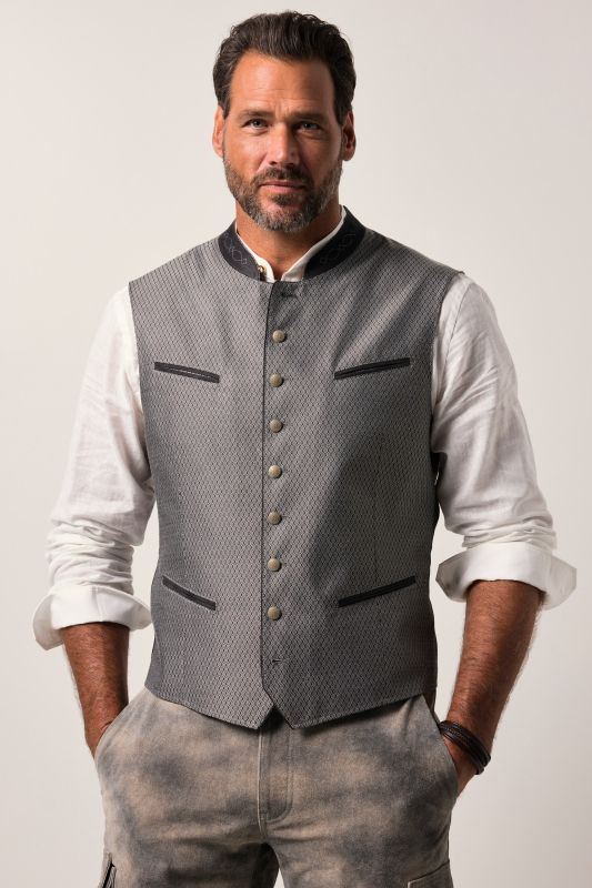 Gilet JP 1880 style traditionnel bavarois, col montant et broderie - jusqu'à la taille 74