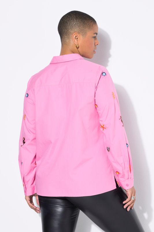 Chemisier coupe Boxy Shape, broderie mer