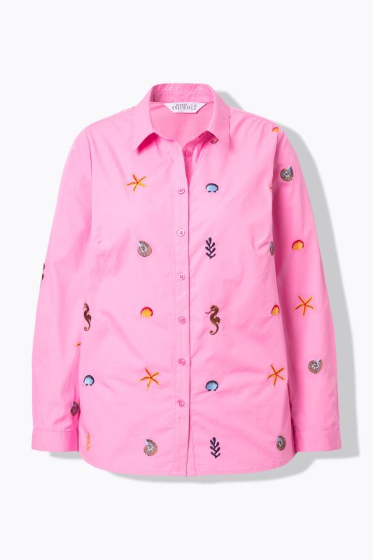 Chemisier coupe Boxy Shape, broderie mer