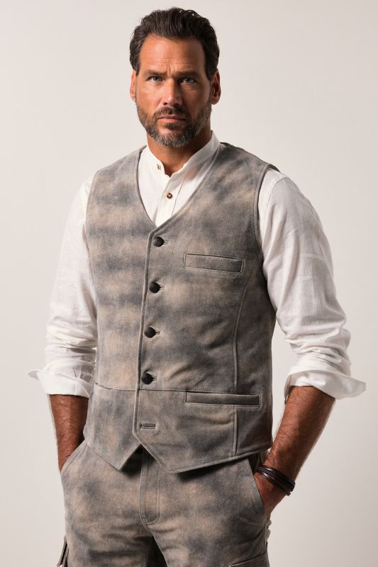 Gilet en cuir JP 1880, cuir de vachette, style bavarois traditionnel - jusqu'à la taille 74