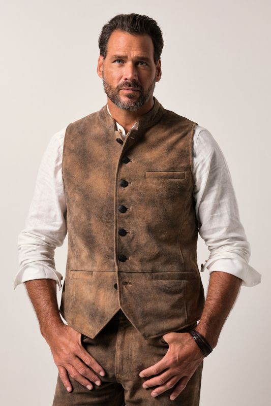 Gilet en cuir JP 1880, cuir de vachette, style bavarois traditionnel - jusqu'à la taille 74