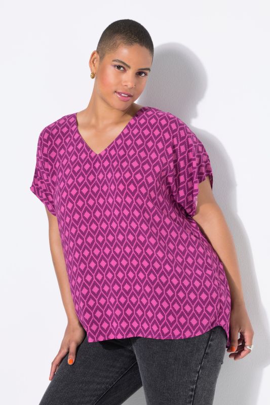 Blouse oversize, motif losanges