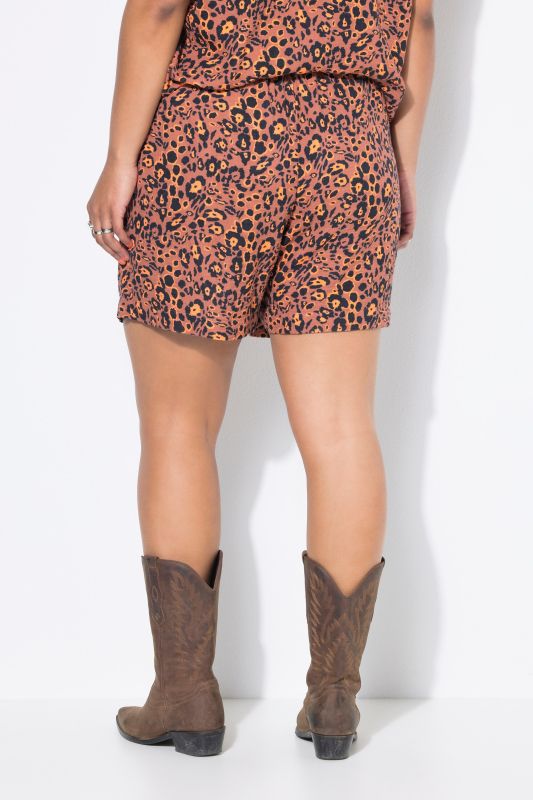 Short en mousseline, imprimé léopard, coupe Wide Legs