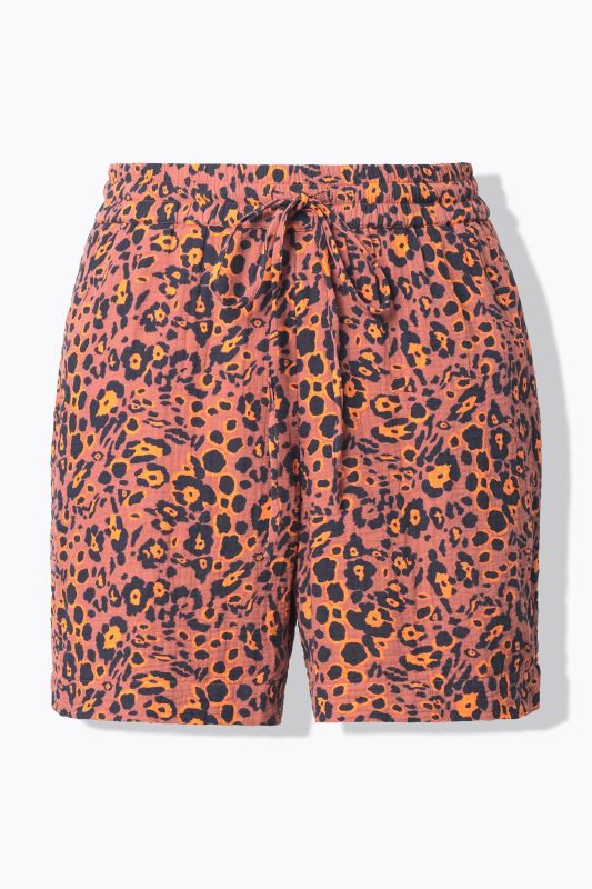 Short en mousseline, imprimé léopard, coupe Wide Legs