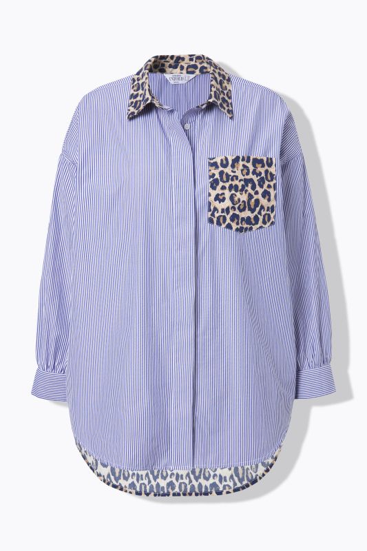 Chemisier oversize, imprimé léopard/rayures