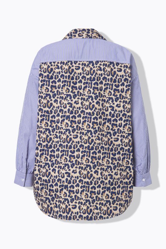 Chemisier oversize, imprimé léopard/rayures