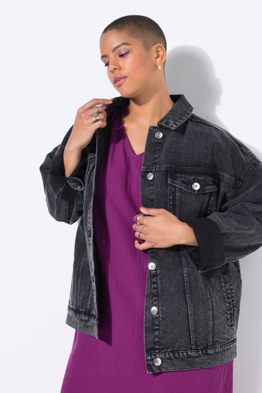 Veste en jean oversize, fines rayures