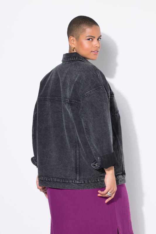 Veste en jean oversize, fines rayures
