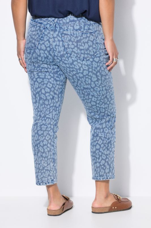 Jean Mom 5 poches, motif léopard