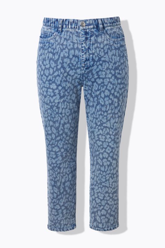 Jean Mom 5 poches, motif léopard