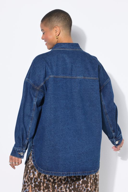 Chemisier en jean oversize, poches poitrine