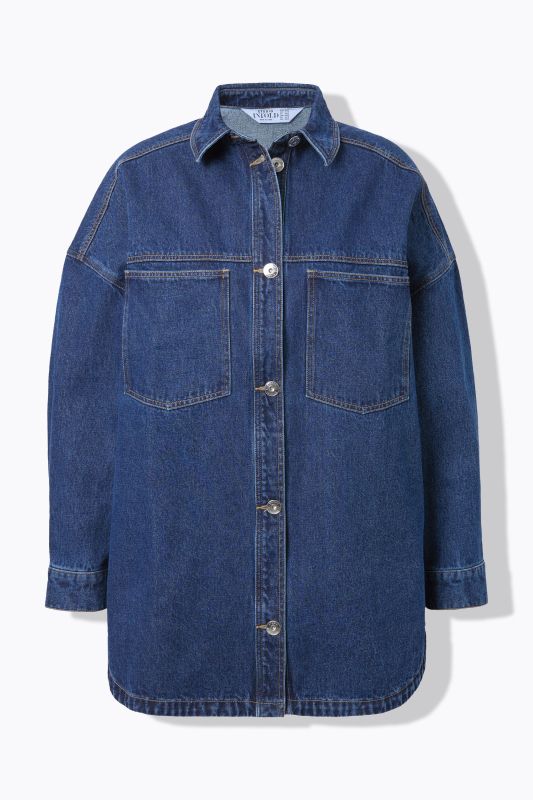Chemisier en jean oversize, poches poitrine