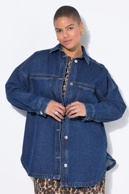 Chemisier en jean oversize, poches poitrine