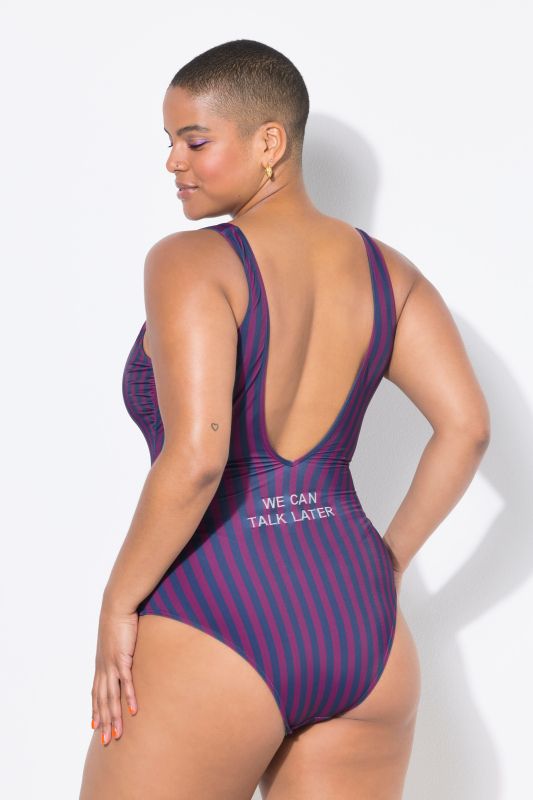 Maillot de bain rayé, avec coques souples