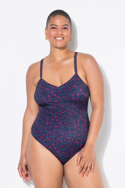 Maillot de bain à coques souples, imprimé léopard coloré