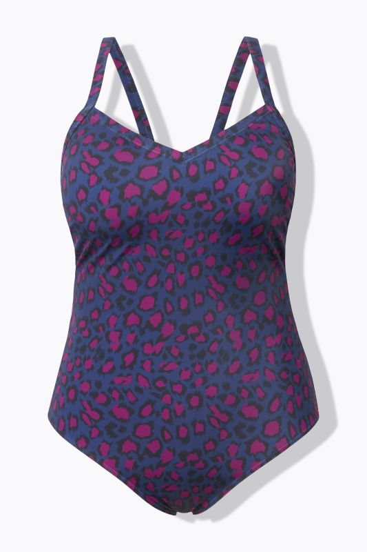 Maillot de bain à coques souples, imprimé léopard coloré