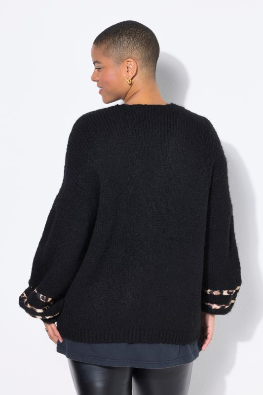 Cardigan oversize, nœuds motif léopard