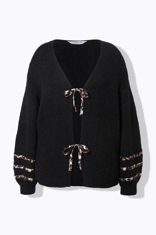 Cardigan oversize, nœuds motif léopard