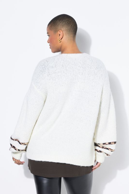 Cardigan oversize, nœuds motif léopard