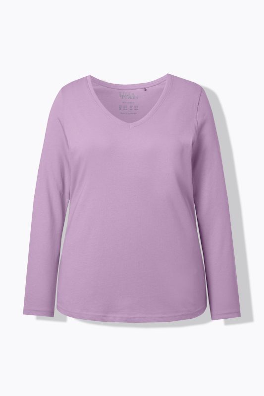 T-shirt col en V et manches longues, coupe Slim Fit