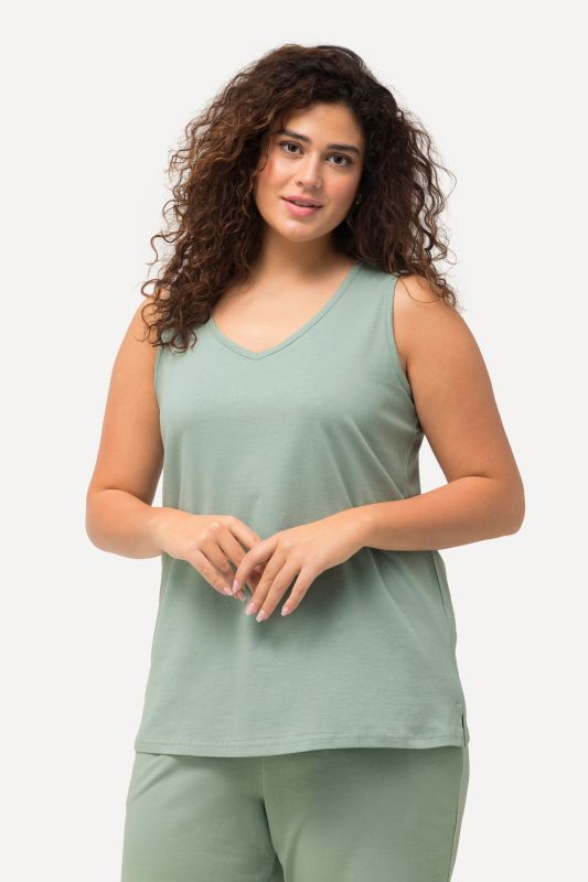 Débardeur en pur coton, col en V, coupe Classic Fit