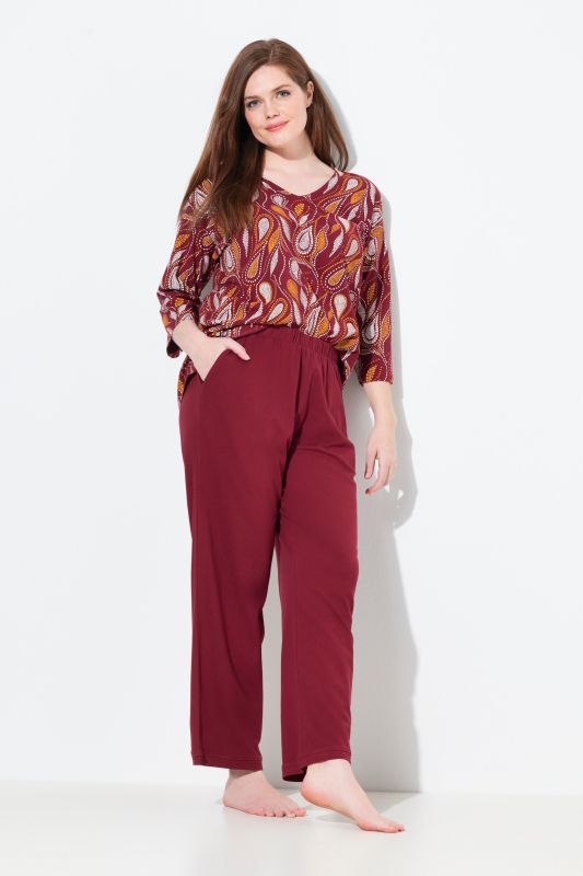 Pantalon de pyjama, couleur unie, jambe droite
