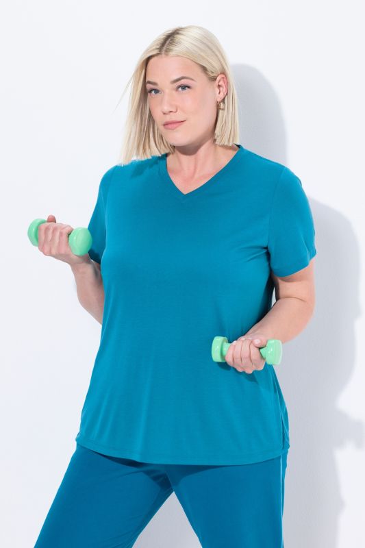 T-shirt technique, antibactérien, col en V et manches courtes