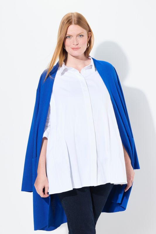 Chemisier avec plis godet. Col chemise et manches 3/4, ligne A