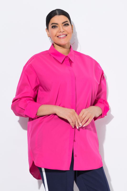 Chemisier oversize à manches longues et boutons en nacre