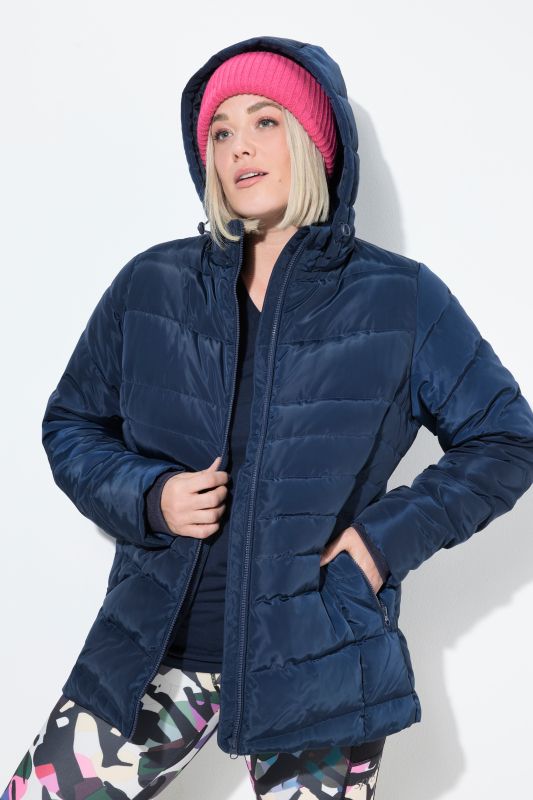 Veste matelassée imperméable à capuche et poches zippées, ligne en A
