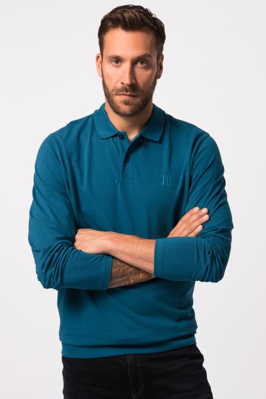 Polo JP 1880 ventre confort, coupe Basic, manches longues et tissu piqué - du XXL au 8&nbsp