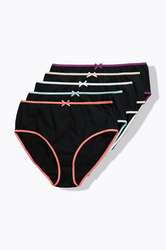 Culottes midi, liseré de couleur - lot de 5