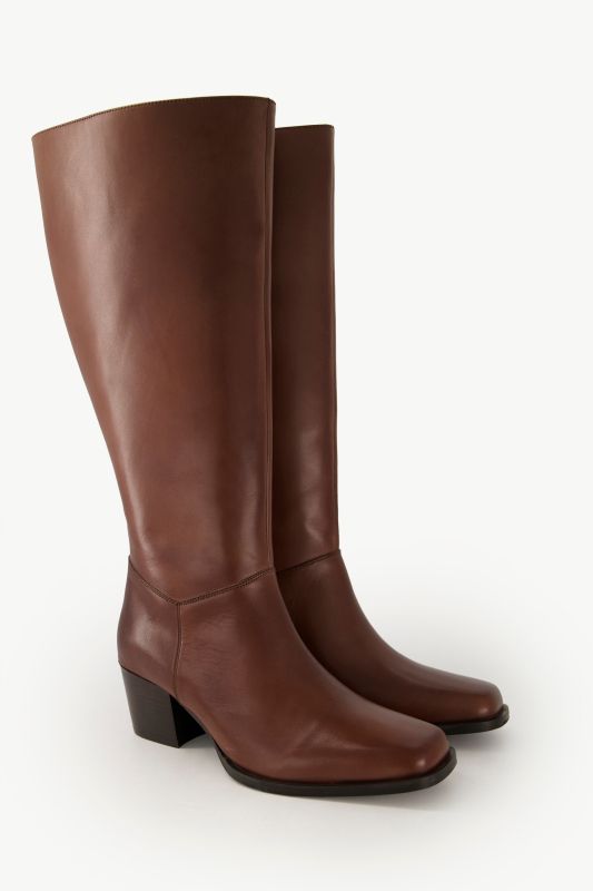 Bottes en cuir tige XL, empiècement élastique - largeur H